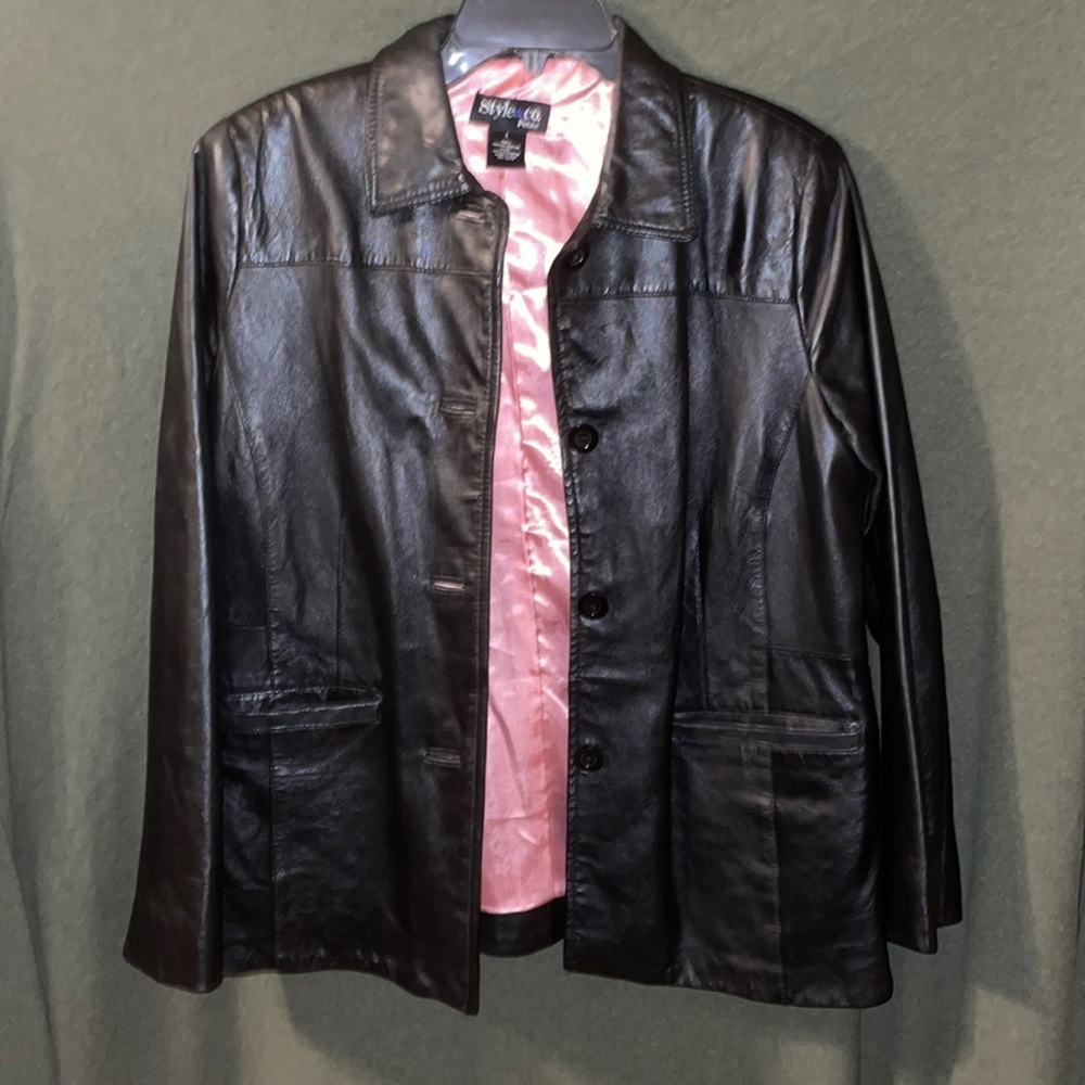 Genuine leather jacket. Size Large, brand is Style&Co.